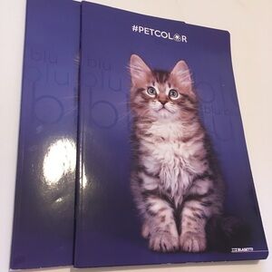 Lot of 2 8x11.5” blasetti italian school notebooks cute kitten lined  🇮🇹